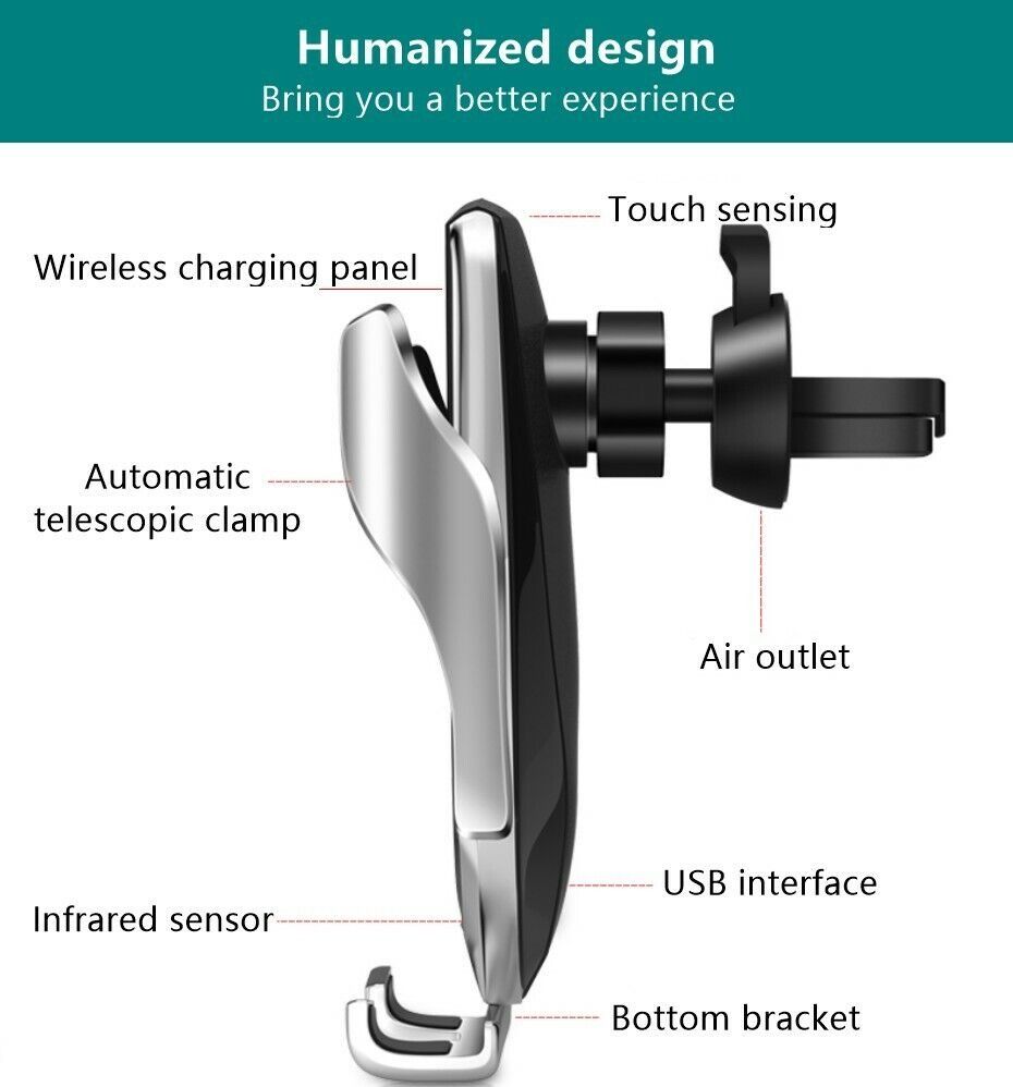 RUSH SELLING! Smart Sensor Automatic Clamping Car Wireless Charger ...