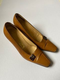Salvatore Ferragamo Brown Leather Buckle Sandals