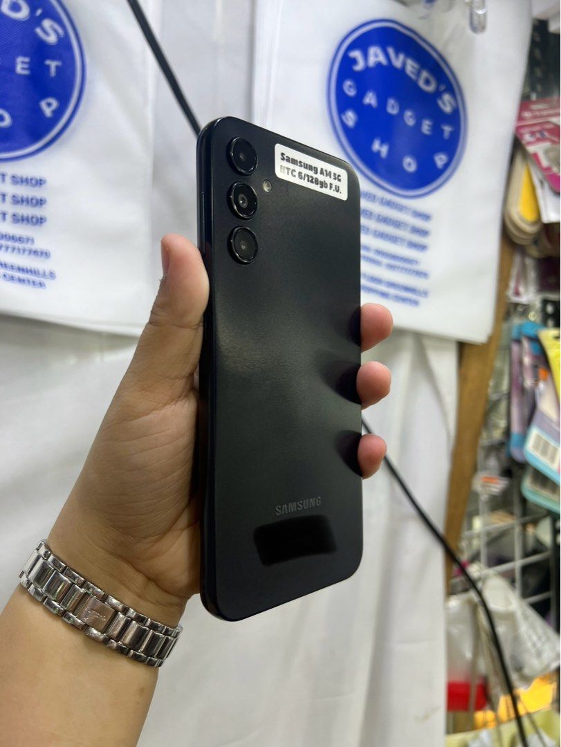 Samsung A14 5G 128gb (Category: Samsung) located in San Juan City. Submitted by javedsgadgetshop (Listing ID 1307557162, Image 3). Description: OPEN FOR INSTALLMENT VIA CREDIT CARD/GGIVES/SPAY/BILLEASE & SWAP/TRADE-IN! WE BUY AND SELL ( ANYKINDS OF UNIT BINIBILI PO NAMIN)! PTPA : Padelete po f bawal Read ❗️Onhand ‼️ Samsung A14 5G •128gb •NTC Variant •Good batt health •Factory Unlock •100% Smoothness •No hidden issue | No Repaired •100% Authentic
