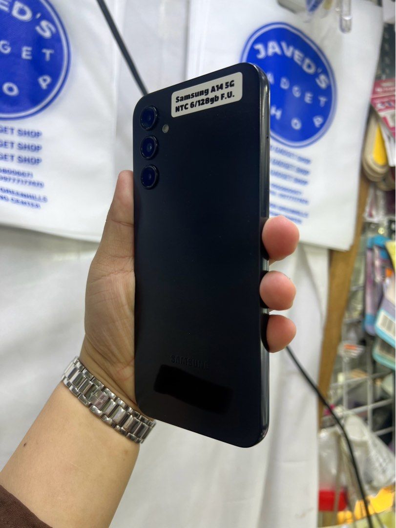Samsung A14 5G 128gb (Category: Samsung) located in San Juan City. Submitted by javedsgadgetshop (Listing ID 1307557162, Image 2). Description: OPEN FOR INSTALLMENT VIA CREDIT CARD/GGIVES/SPAY/BILLEASE & SWAP/TRADE-IN! WE BUY AND SELL ( ANYKINDS OF UNIT BINIBILI PO NAMIN)! PTPA : Padelete po f bawal Read ❗️Onhand ‼️ Samsung A14 5G •128gb •NTC Variant •Good batt health •Factory Unlock •100% Smoothness •No hidden issue | No Repaired •100% Authentic