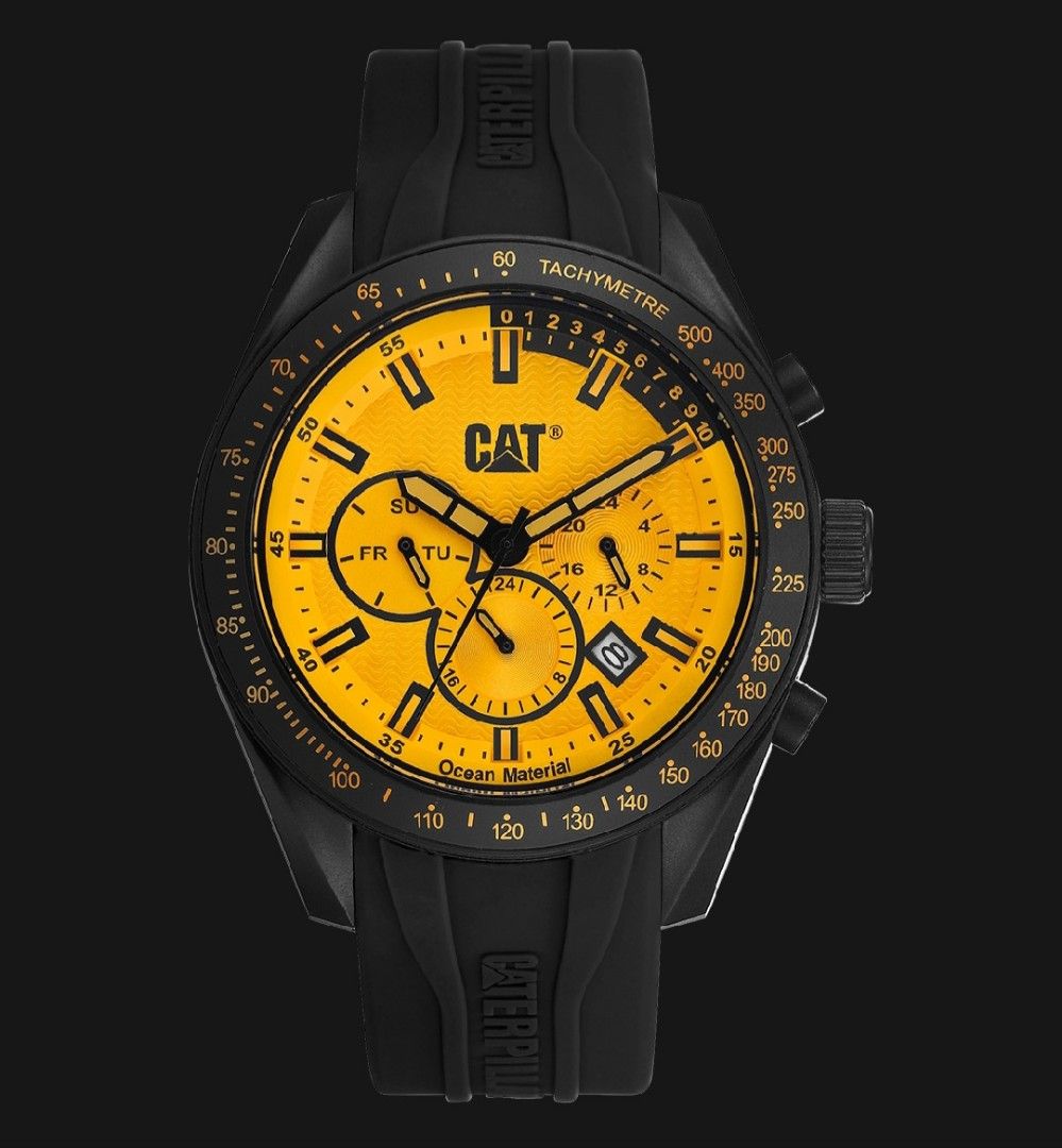 Scarce Rare Mint Swiss Caterpillar Special Yellow Chronograph Quartz Edition Watch Model LQ169 21 721. Men s Fashion Watches Accessories Watches on Carousell