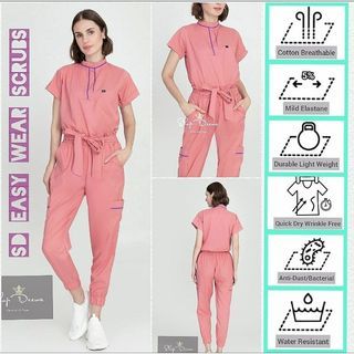 SD Pink Scrub Suit Set (Fits XS to S)