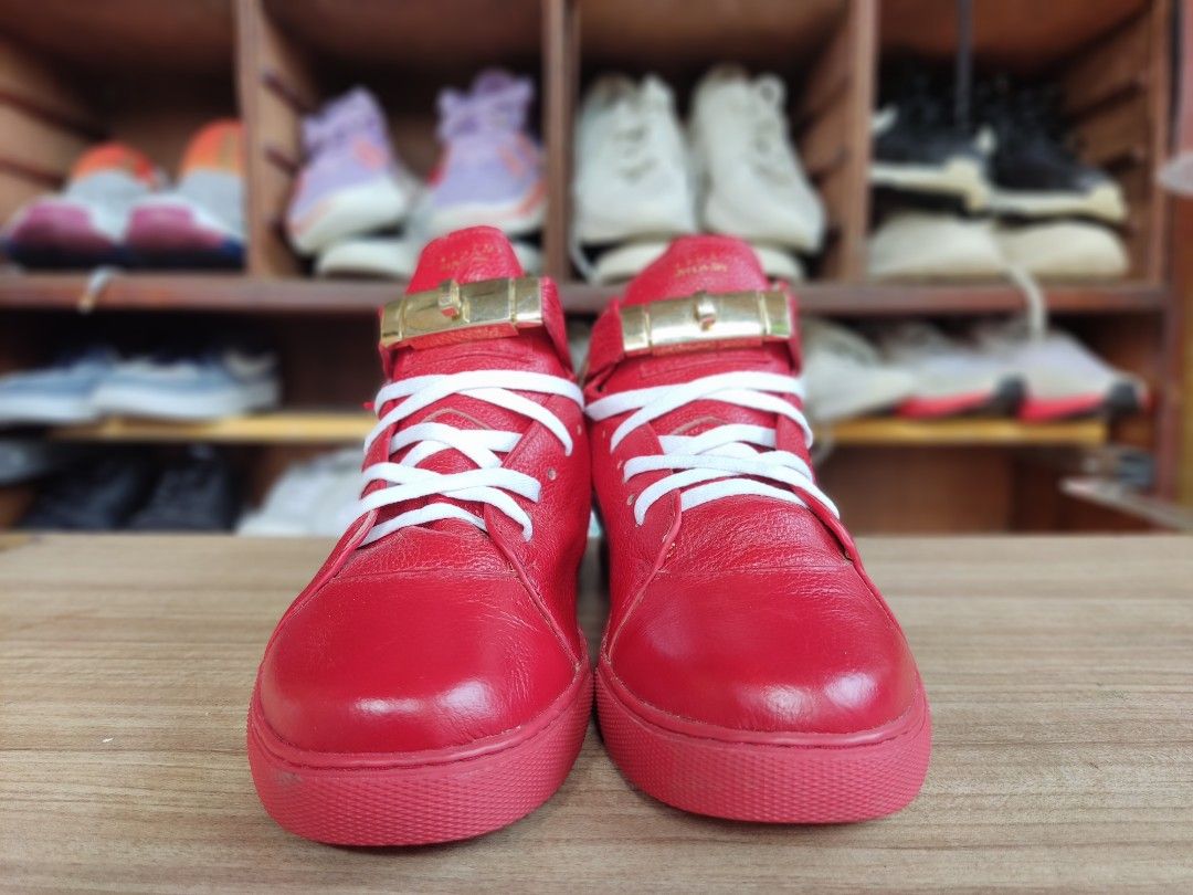 Sepatu Buscemi 100MM High-Top Sneakers Merah Bekas Kondisi 9/10