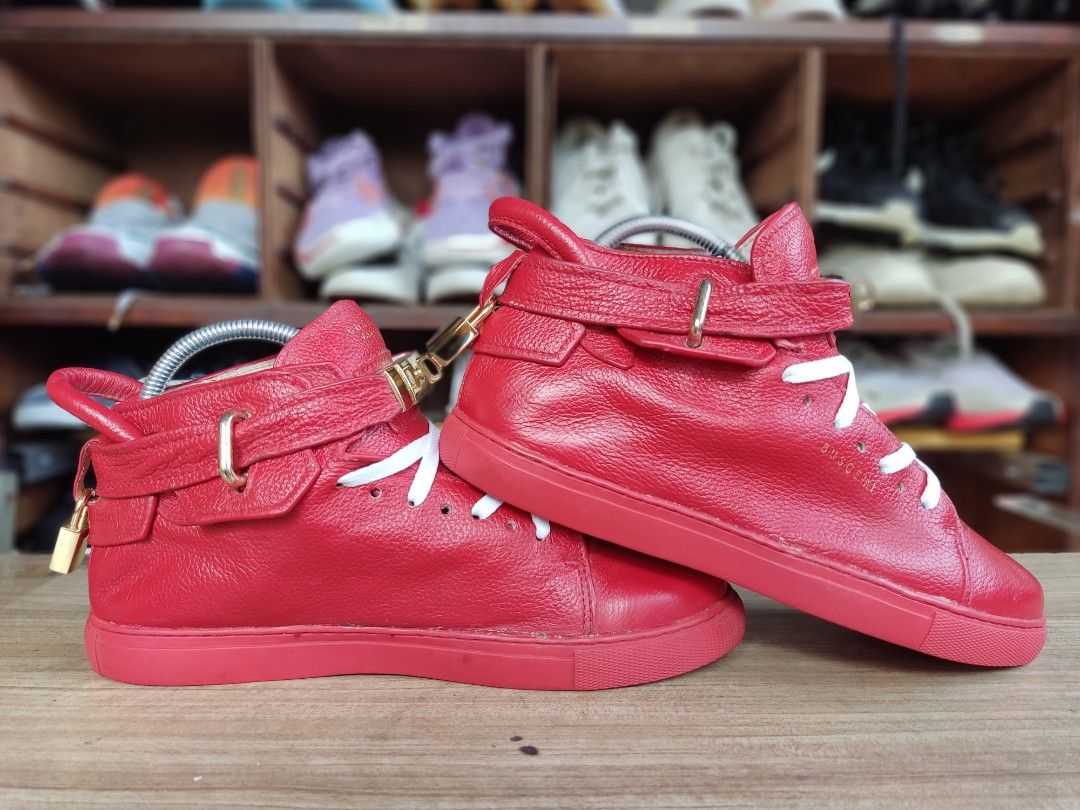 Sepatu Buscemi 100MM High-Top Sneakers Merah Bekas Kondisi 9/10