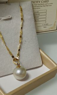 South Sea Pearl Pendant 14k real gold 13mm