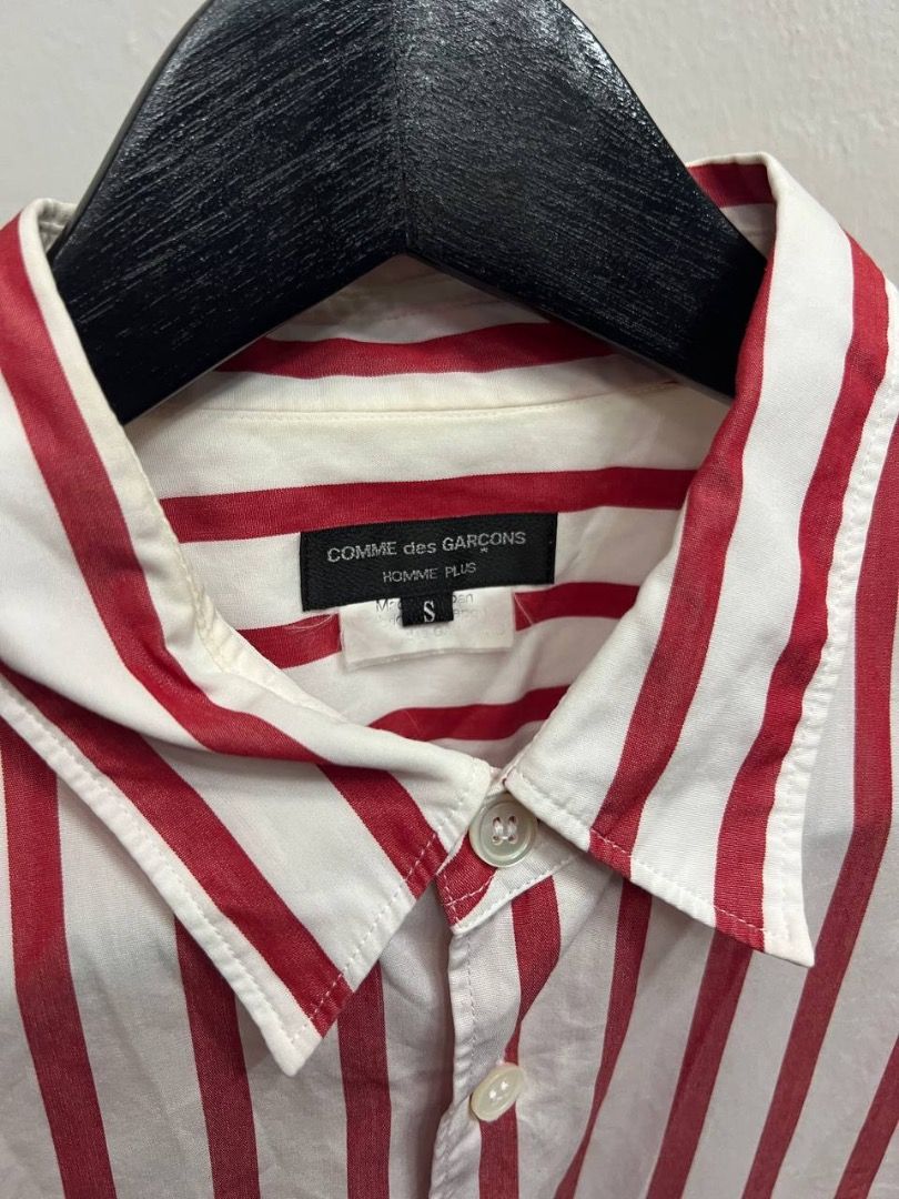 SS06 Comme Des Garcons Homme Plus The Rolling Stones Lips Tongue Runway Striped Shirt