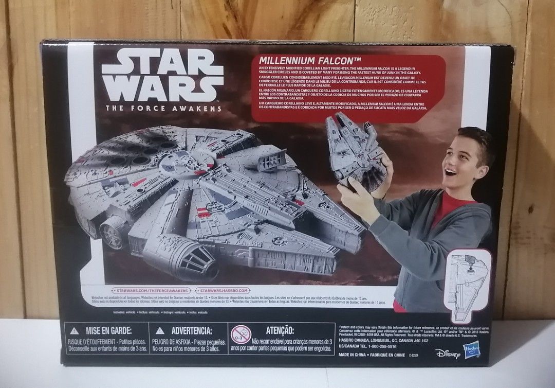 STAR WARS The Force Awakens Millenium Falcon (Category: Western Merchandise) located in Binan City. Submitted by elf.0000 (Listing ID 1307493286, Image 2). Description: STAR WARS The Force Awakens Millenium Falcon Guaranteed Authentic Imported from Canada 🇨🇦 Features & details : - An Extensively modified Corellian Light Freighter, The Millenium Falcon is a legend in smuggler circles and is coveted by many for being the fastest hunk of junk in t