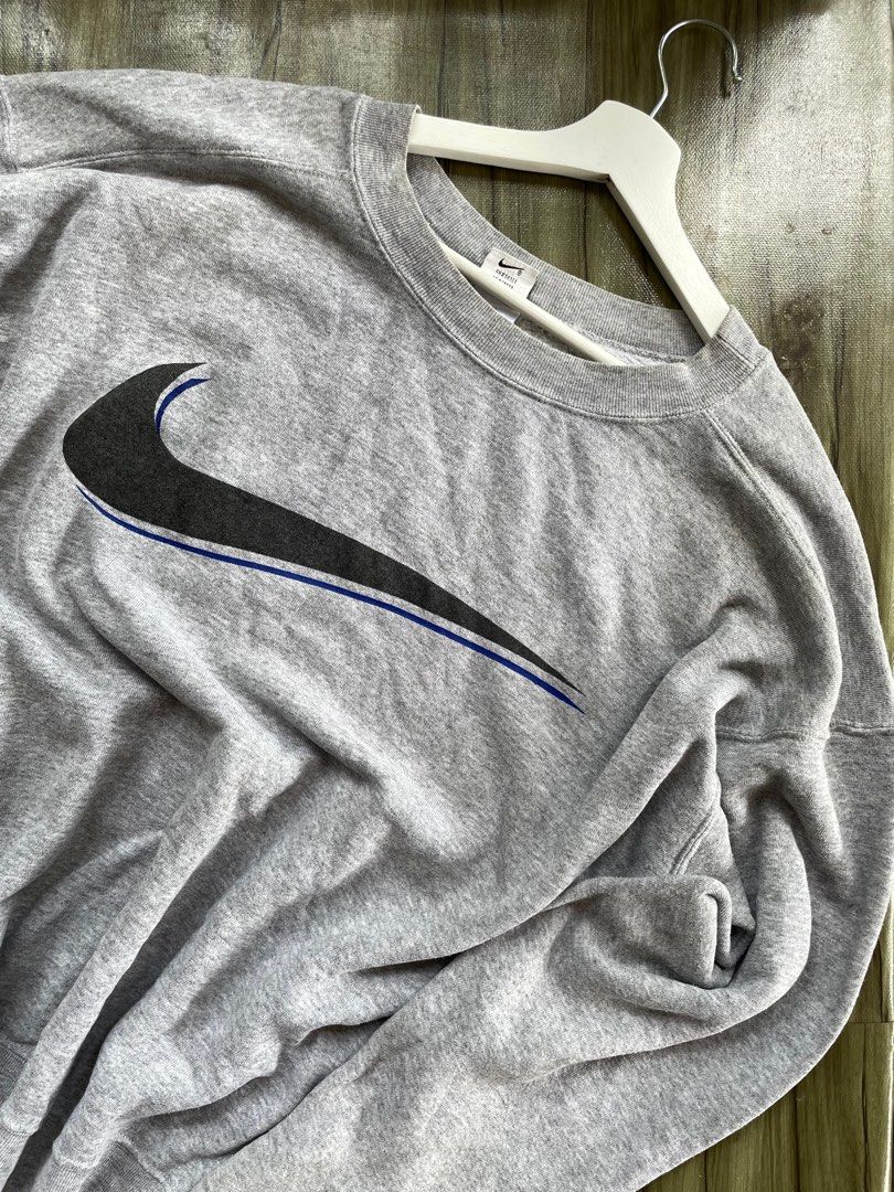 Vintage Nike Swoosh Sweatshirt Big Spell Out Logo Men s Fashion Tops Sets Hoodies on Carousell