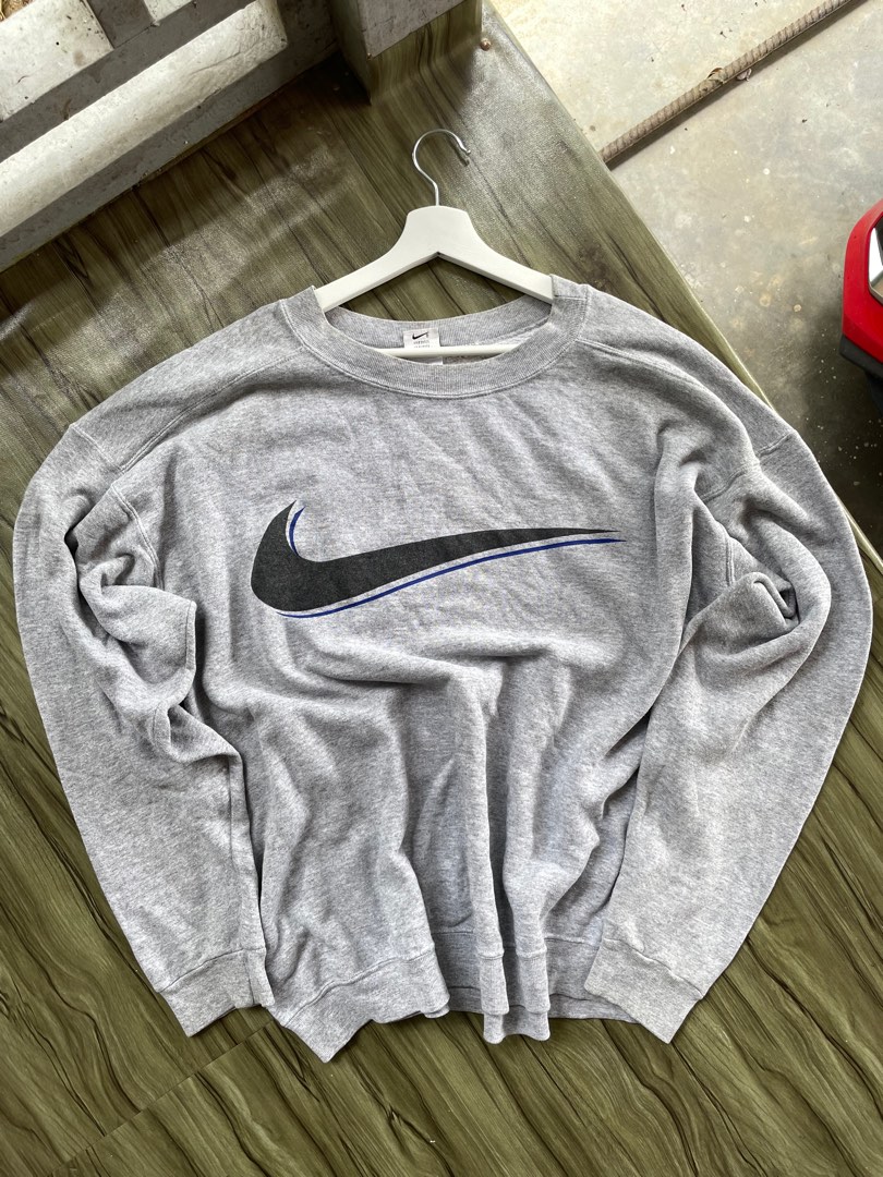 Vintage Nike Swoosh Sweatshirt Big Spell Out Logo Men s Fashion Tops Sets Hoodies on Carousell