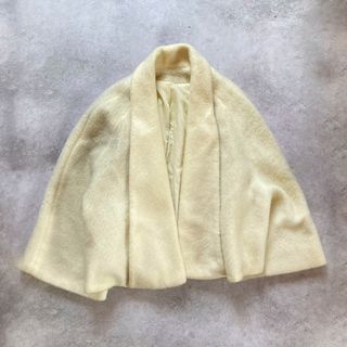 Vintage wool cream Shawl fur cardigan