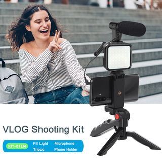 Vlogging Kit With Light+Microphone+Tripod+Shutter Smartphone Camera Video Vlogging Kit