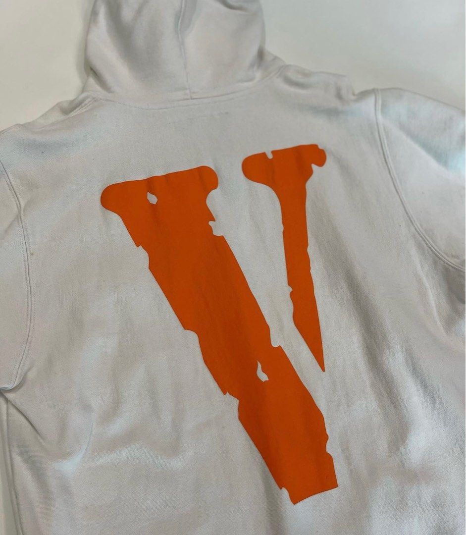 VLONE ORANGE V LOGO WHITE HOODIE