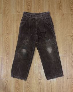 Wrangler Timber Creek Brown Pleated Corduroy Trousers