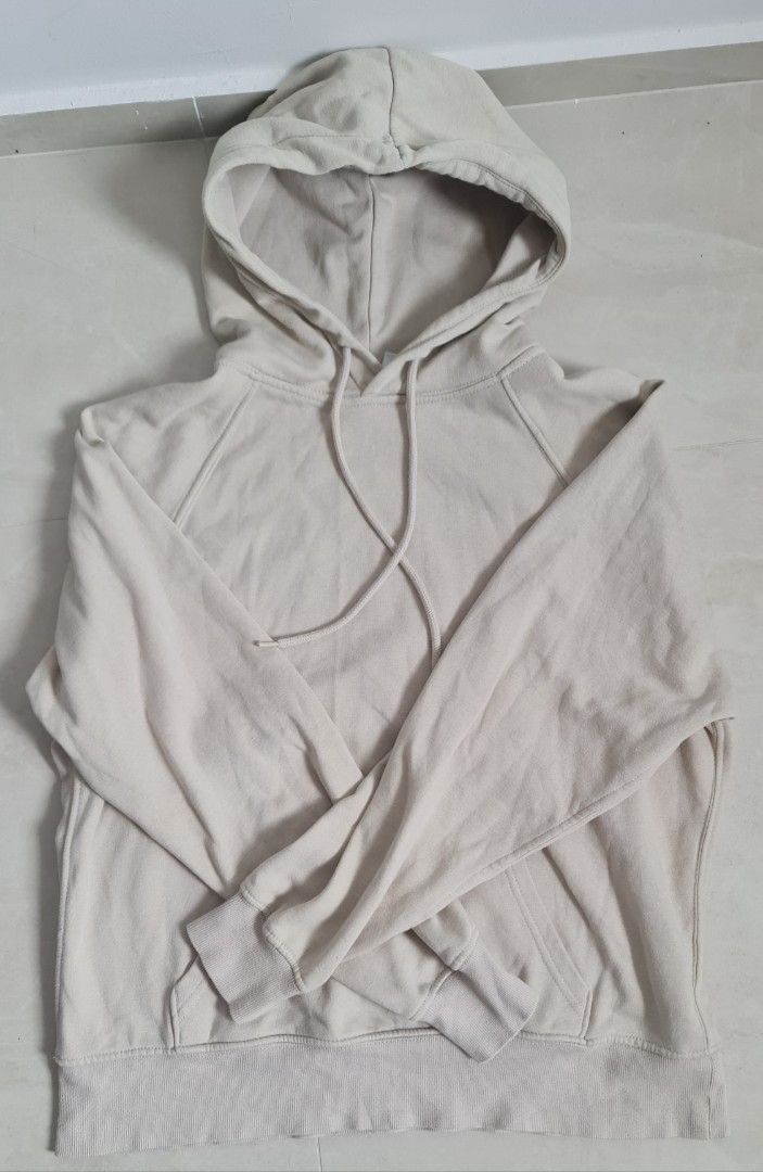 wts unisex H M cream hoodie Women s Fashion Tops Longsleeves on Carousell