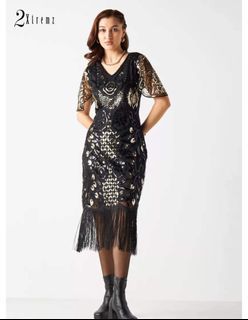 2xtremz glittery/sequins black with gold details great gatsby dress