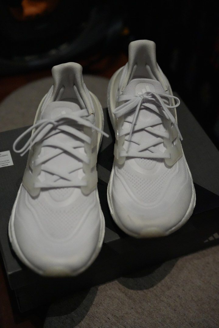 Adidas Ultraboost Light 2023 9.5M US (Category: Sneakers) located in Makati City. Submitted by fujitiv (Listing ID 1307654923, Image 2). Description: Worn 3x, mall only. Never run in these. Love the look but I think I've grown from 9.5 to 10. My feet feel cramped after 15mins or so of walking. Won't reply to funny offers. Makati area.