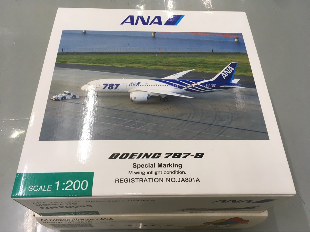 ANA official 1/200 B787-8 JA801A, 興趣及遊戲, 玩具& 遊戲類- Carousell