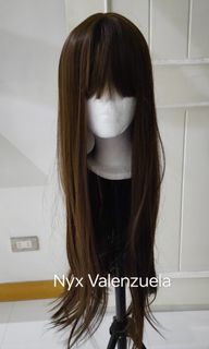 Brown wig with bangs laced type