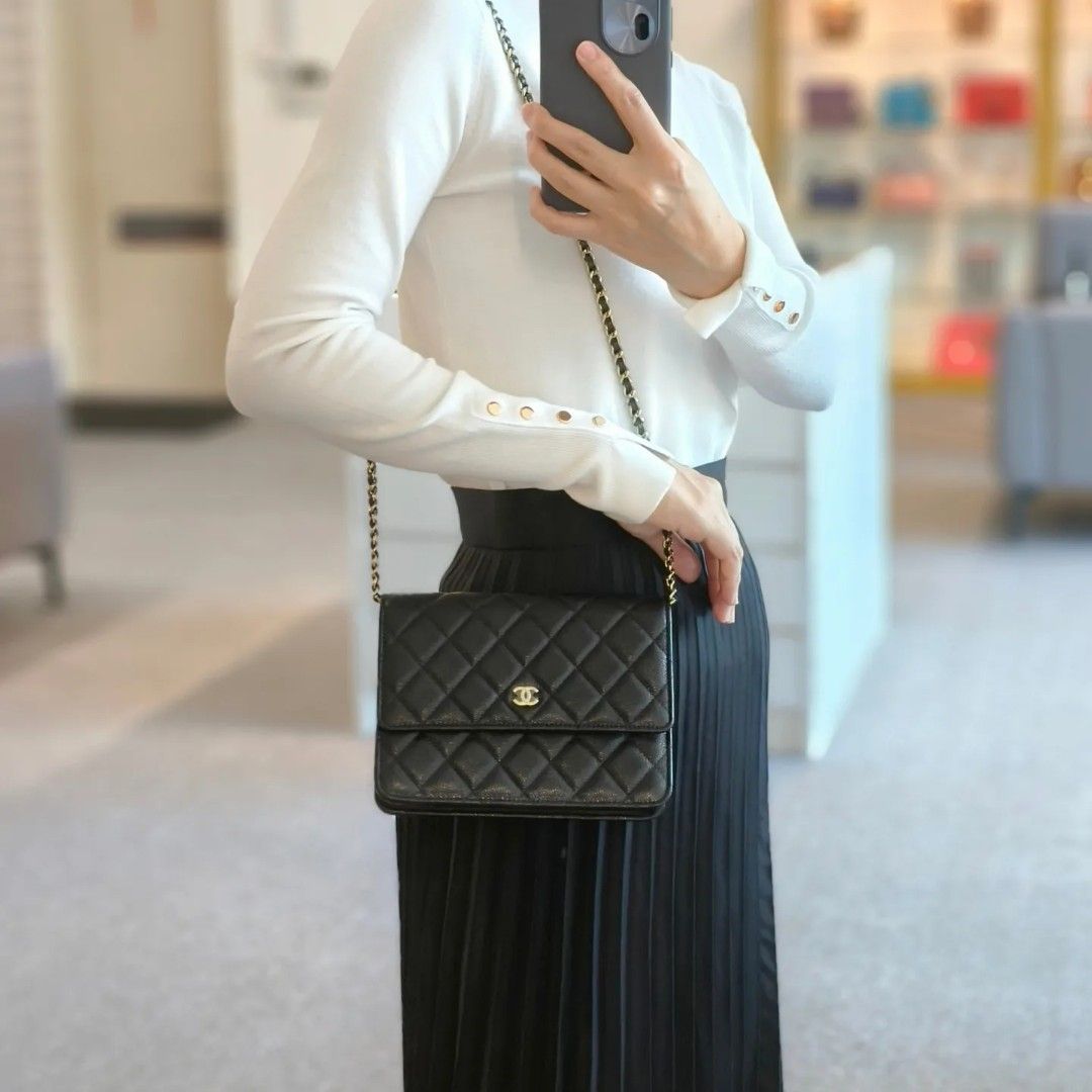 Chanel square wallet on chain on sale