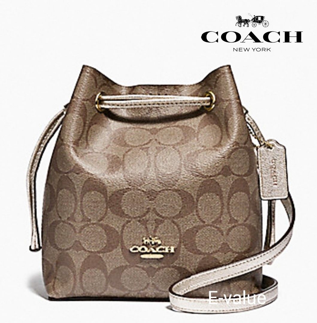 Coach Original Signature Brown Gold Lena Crossbody Sling Bag For Women Come With Complete Set Suitable For Gift Luxury Bags Wallets on Carousell