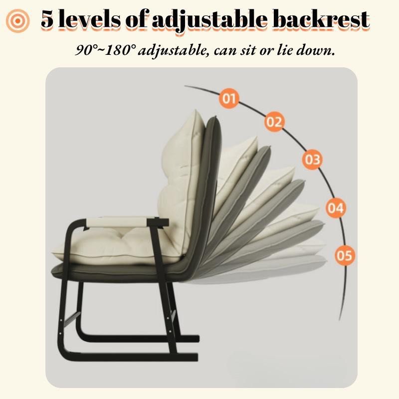 Cushion Relaxing Chair Bedroom Study Chair with Side Storage Sturdy Carbon Steel Sofa Chair