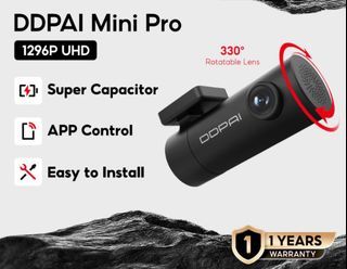 DDPAI Mini Pro Dash Cam 1296P Full View HD 140° Night Vision 24 Hours Parking Monitor