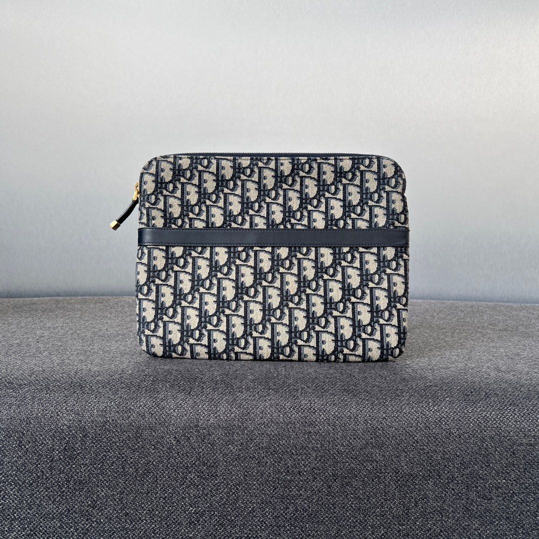 Dior Travel Pouch Clutch Oblique blue Ghw
