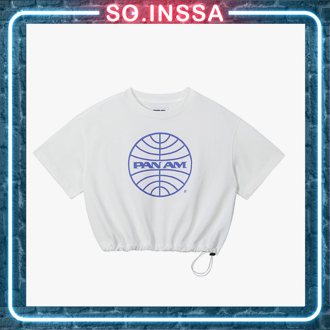 DM Pan Am Women s Big Meatball String Crop Short Sleeve Tee T shirt Carousell