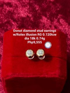 Donut diamond stud earrings w/Rolex illusion
