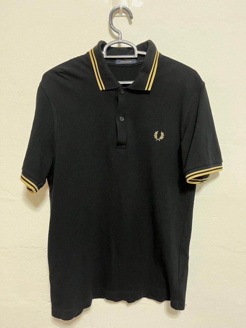 Fred Perry Shirt M12 Black Champagne Men s Fashion Tops Sets Tshirts Polo Shirts on Carousell