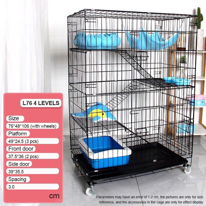 FREE DELIVERY INSTOCK CHEAPEST 4 tier Cat cage with wheels Cat house villa Cat villa Cat cage villa Cat cage large Cage for cat Cat Cage 2 3 4 Layer Foldable Simple Assembly Large Pet Cat Cage Large S...