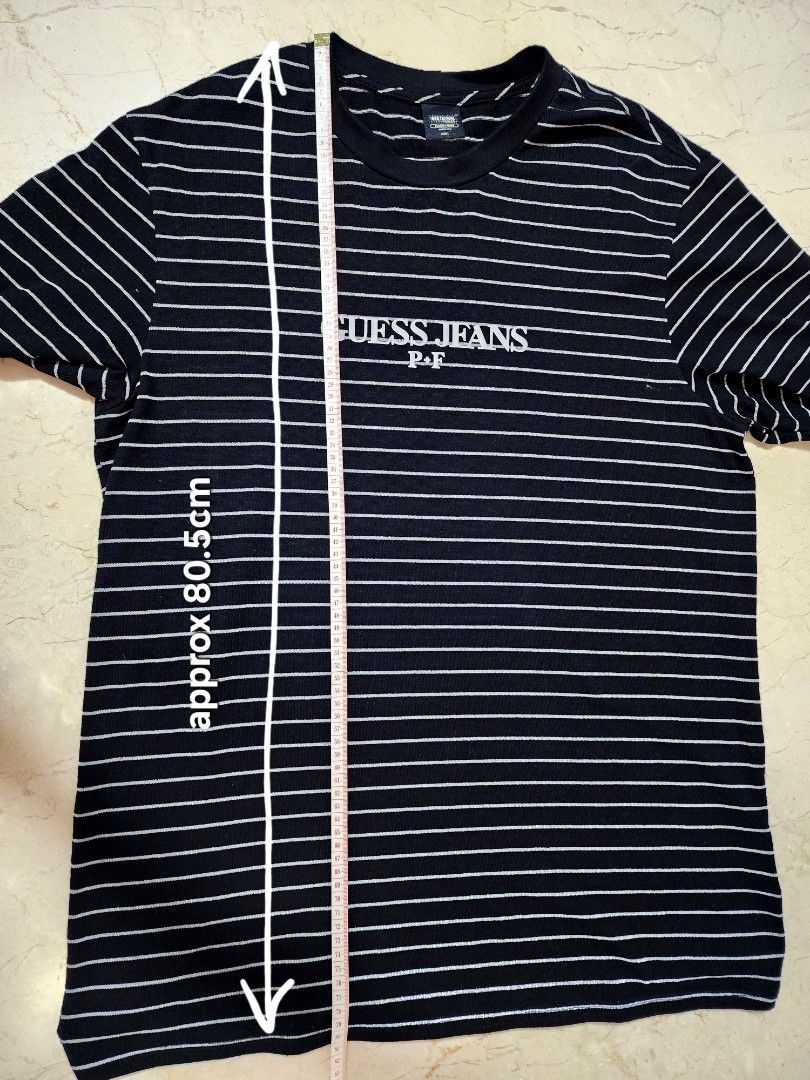 Guess x Places Faces reflective black stripe tee Men s Fashion Tops Sets Tshirts Polo Shirts on Carousell