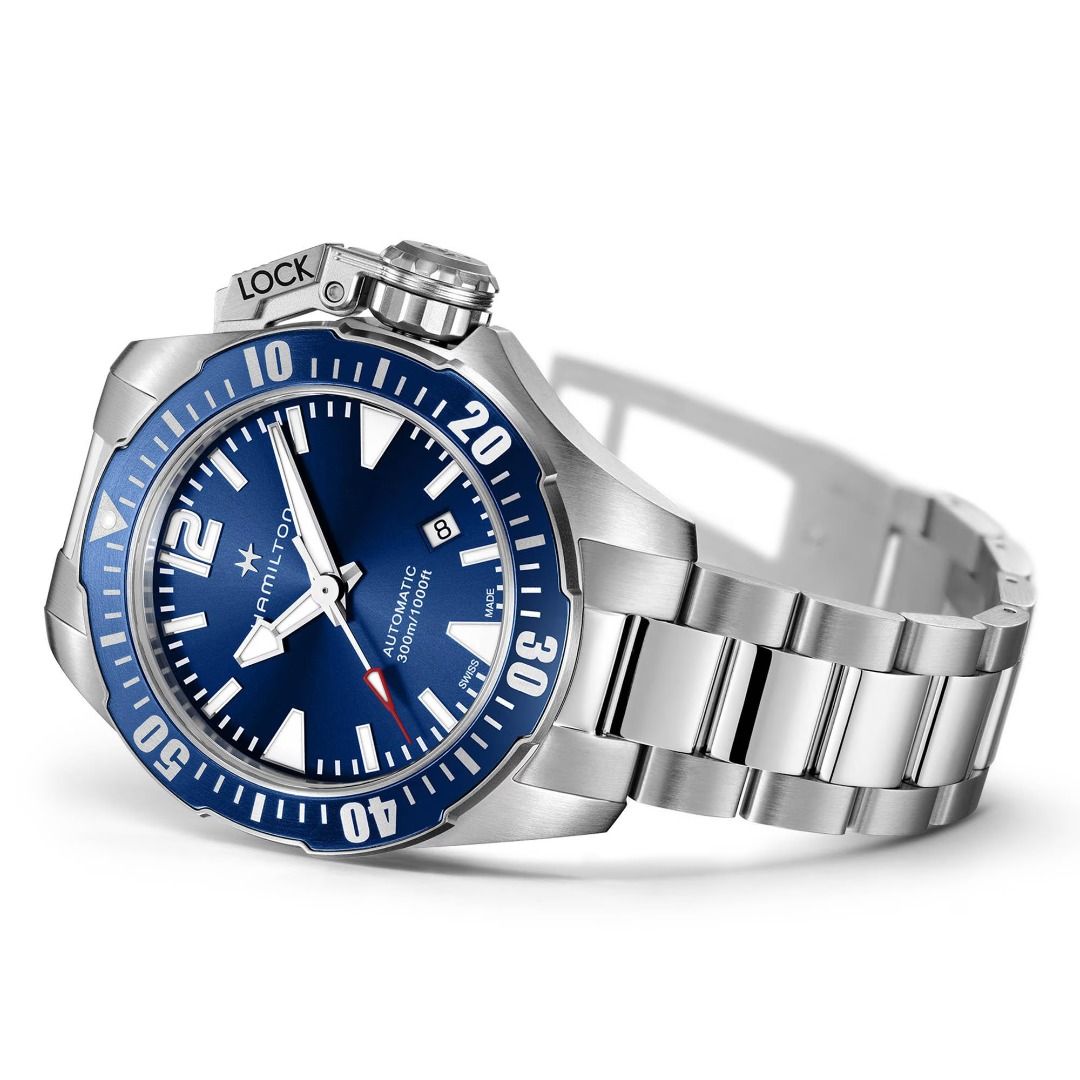 Hamilton Khaki Navy Frogman Blue Dial Luminescence 300m Divers Sapphire ...