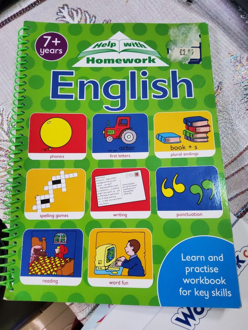 Help with Homework English 7+ (Category: Textbooks) located in Pasig City. Submitted by rochej (Listing ID 1307687010, Image 1). Description: 120+ pages, 10 pages with pencil markings, can be erased.