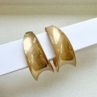 H&M Matte Antique Gold Big Spiral Loop Fashion Earrings