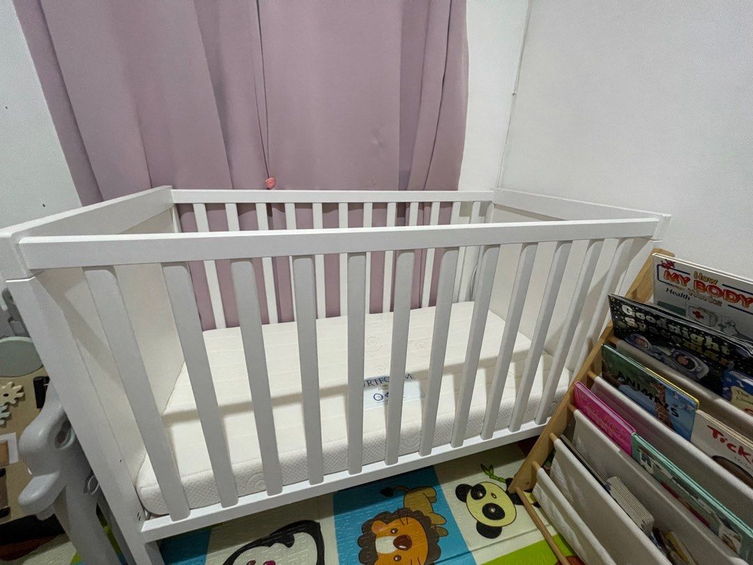 Ikea Crib with Uratex foam (Category: Cots & Cribs) located in San Pedro. Submitted by jellybeanee (Listing ID 1286912275, Image 1). Description: Used not more than 5 times because we prefer co-sleeping with the baby. You can see on the foam that it looks new. This can turn into a bedside infant bed and toddler bed too. Measurements and sample photos are on the last slides.