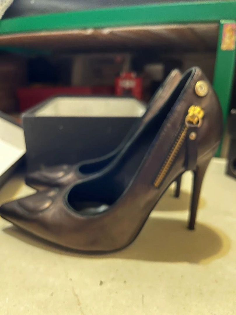 LOVE MOSCHINO high heels in glittering black leather size 37 Carousell