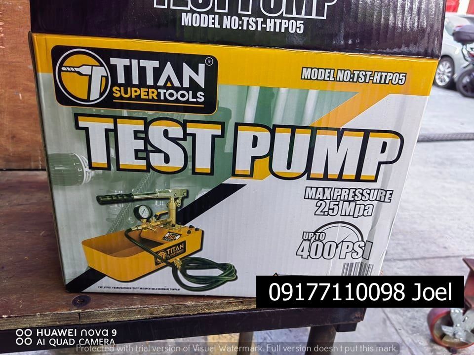 MANUAL HAND TEST PUMP (Category: Construction Tools & Equipment) located in Manila. Submitted by joeyroque09 (Listing ID 1307628686, Image 2). Description: Manual Hand Test Pump Model: TST-MTP05 Capacity: 6.0MPA Pressure: 5 LITERS .