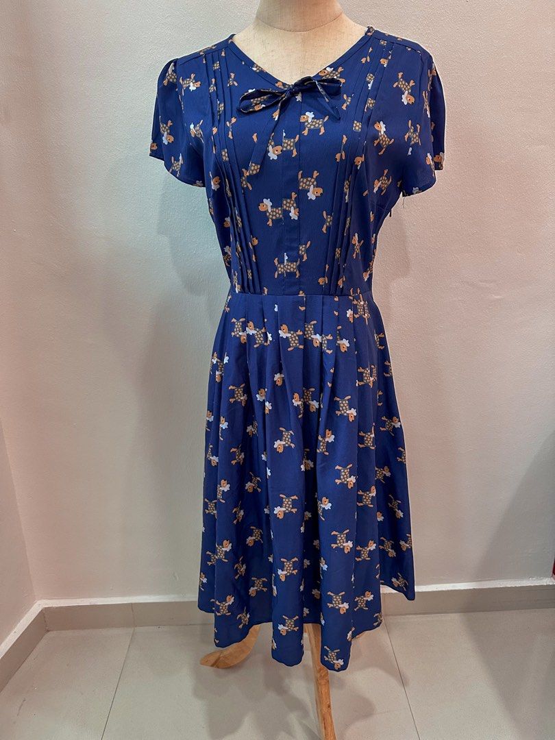 Modcloth Fervour Dog Print Dress size M Vintage Style