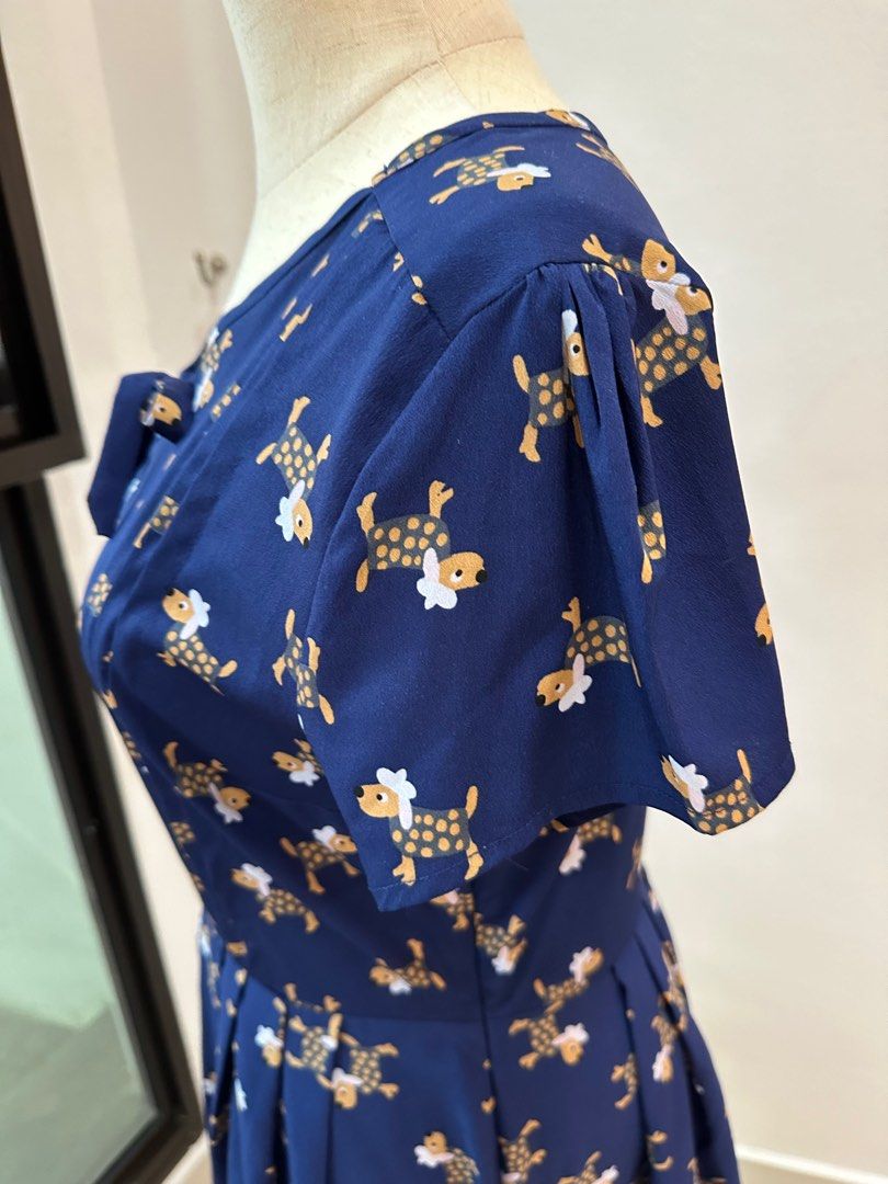 Modcloth Fervour Dog Print Dress size M Vintage Style
