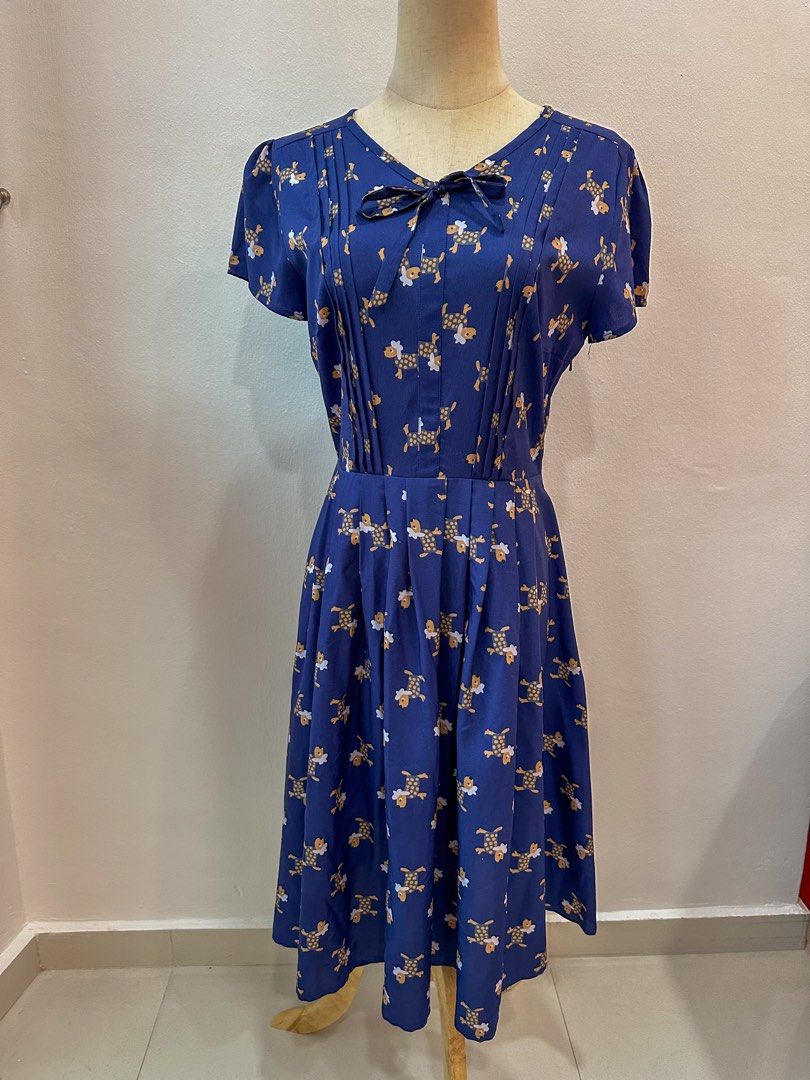 Modcloth Fervour Dog Print Dress size M Vintage Style