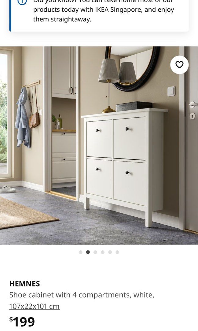 MOVING OUT SALE IKEA HEMNES Shoe cabinet with 4 compartments white 107x22x101 cm Furniture Home Living Furniture Shelves Cabinets Racks on Carousell