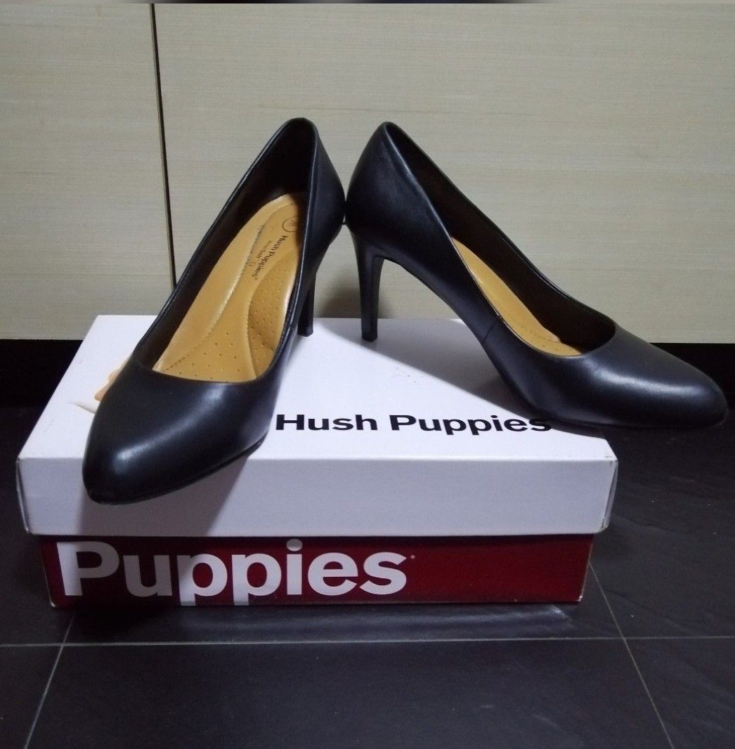 New Hush Puppies Genuine Leather Black Heels Very Comfortable Inner Soft Women s Fashion Footwear Heels on Carousell