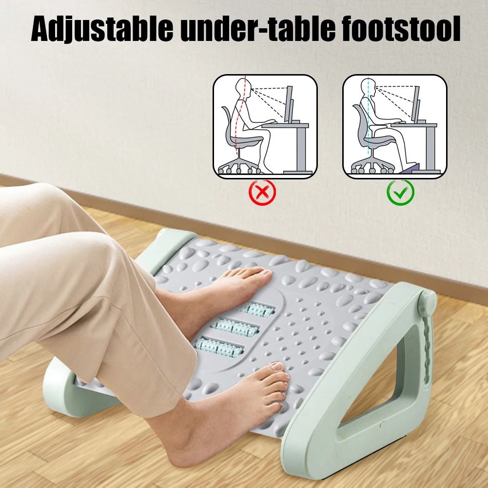 Office Desk Footrest Massage Pad Foot Stool Home Sofa Footstool Foot Pedal Foot Resting Stool with Rollers