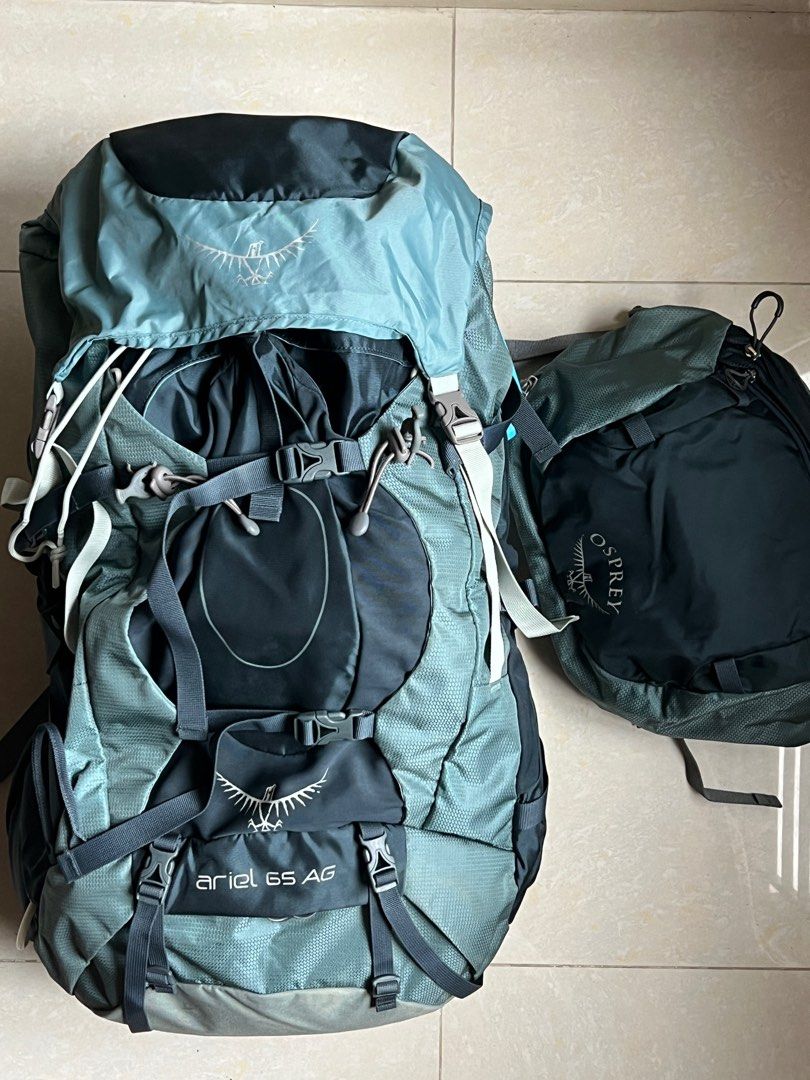 Osprey Ariel 65L backpack with rain cover Carousell