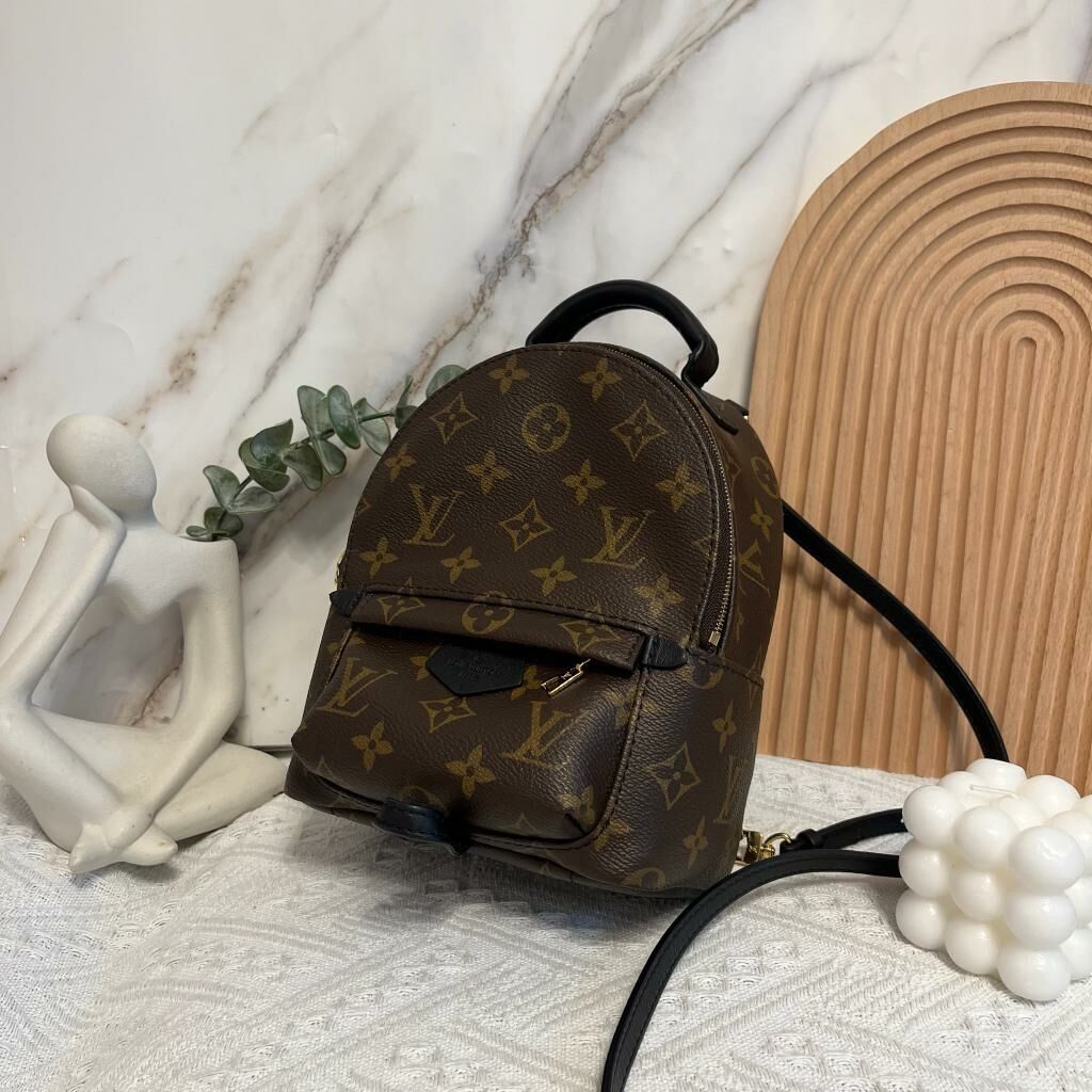 Pre order LV Monogram Palm Springs Mini Backpack M44873 Brown Gold Women s Fashion Bags Wallets Backpacks on Carousell