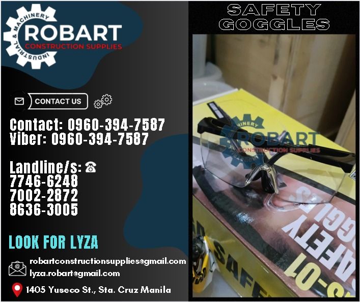 Safety Goggles (Category: Construction Tools & Equipment) located in Manila. Submitted by lyzarobart1999 (Listing ID 1307586453, Image 1). Description: Safety Goggles Spectacle Clear 𝐒𝐄𝐍𝐃 𝐔𝐒 𝐌𝐄𝐒𝐒𝐀𝐆𝐄 𝐅𝐎𝐑 𝐈𝐍𝐐𝐔𝐈𝐑𝐈𝐄𝐒 ❗️ 0 9 6 7 3 8 1 8 2 2 7 0 9 6 0 3 9 4 7 5 8 7 𝐋𝐚𝐧𝐝𝐥𝐢𝐧𝐞 𝐍𝐮𝐦𝐛𝐞𝐫𝐬: 𝟕 𝟕 𝟒 𝟔 - 𝟔 𝟐 𝟒 𝟖 / 𝟕 𝟎 𝟎 𝟐 - 𝟐 𝟖 𝟕 𝟐 / 𝟖 𝟔 𝟑 𝟔 - 𝟑 𝟎 𝟎 𝟓 𝐋𝐎𝐎𝐊 𝐅𝐎𝐑 𝐋𝐘𝐙𝐀 𝘌𝘮𝘢𝘪𝘭: 𝘳𝘰𝘣𝘢𝘳𝘵�