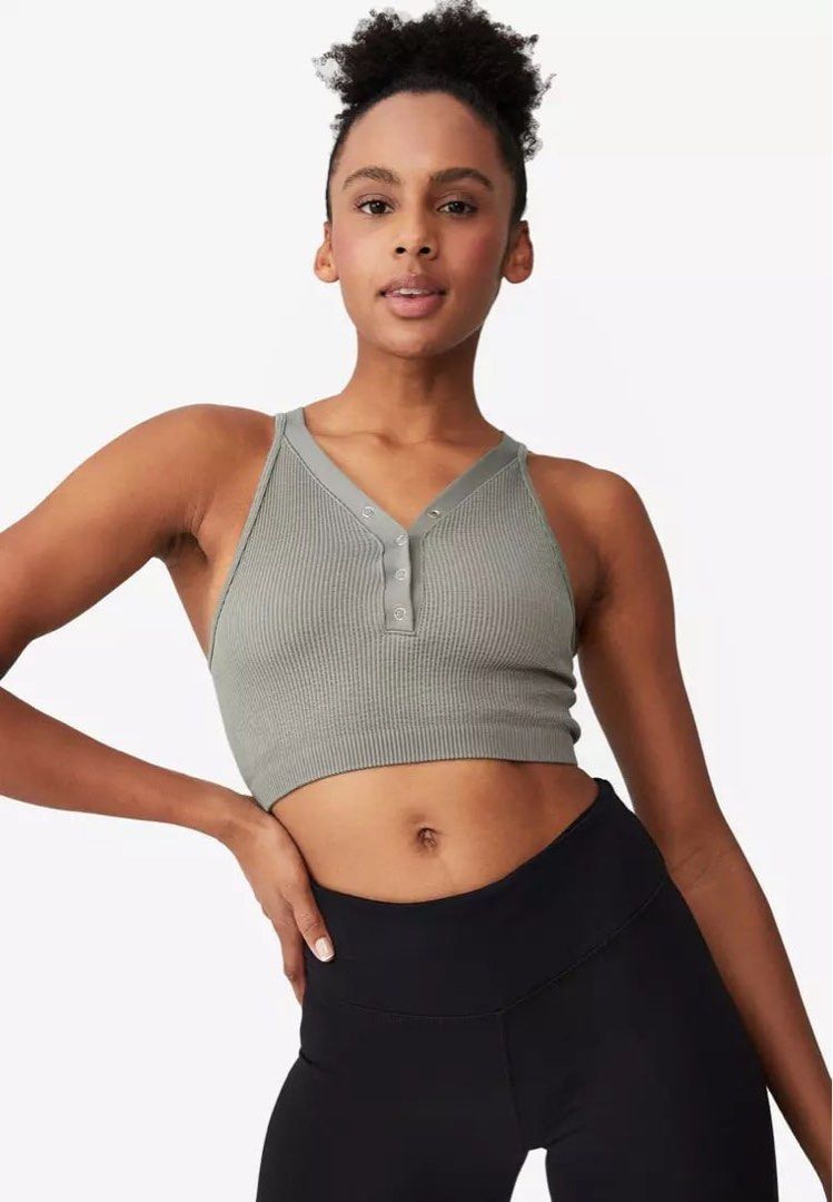 Seamless Rib Henley Tank Top 3 colours Women s Fashion Activewear on Carousell