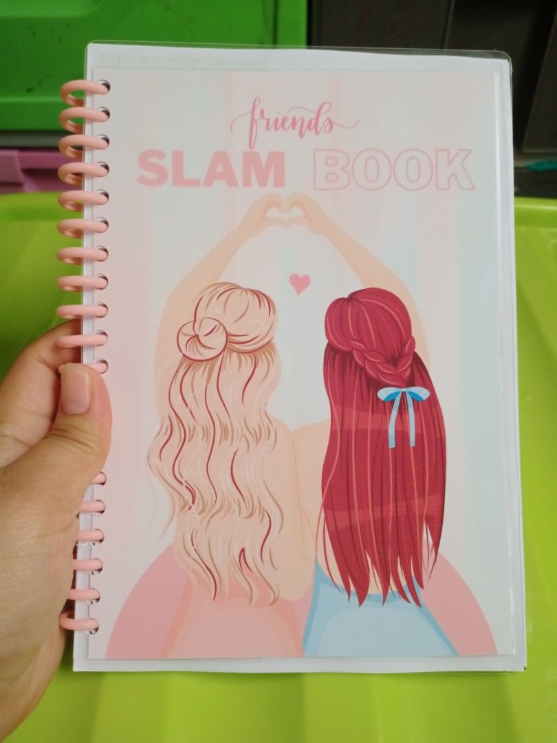 Slambook autograph pages (Category: Storybooks) located in Quezon City. Submitted by angeleskang (Listing ID 1307746973, Image 1). Description: sold per peice bestie (1st picture) girl (2nd picture) choose your slambook maya payment lalamove delivery weekend only shapi shipping.