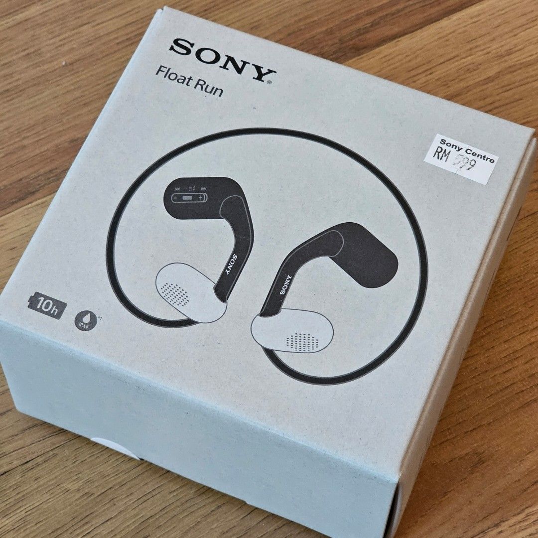 SONY FLOAT RUN (Category: Earphones) located in Kuala Lumpur. Submitted by mixdodo (Listing ID 1307659859, Image 3). Description: SONY FLOAT RUN Off-Ear Design. Free Your Ear! Lightweight Fitness Design Runner Must Have Gadget Battery Life 10 Hours Type C Fast Charging.